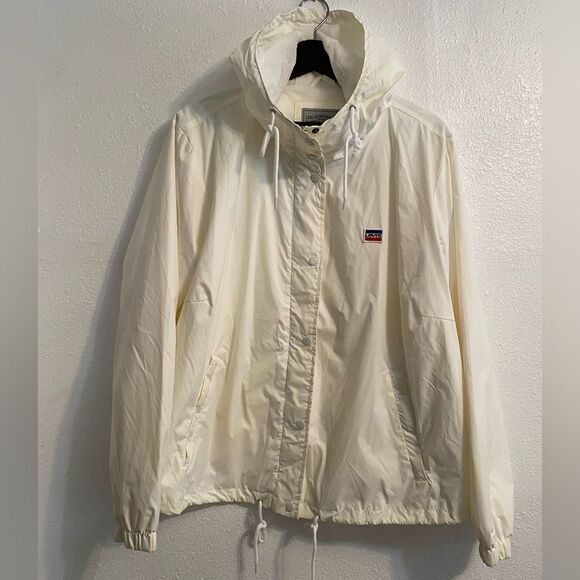 Vtg 2X Levi's men’s White Windbreaker with Logo Patch, Athletic Jacket, Full Zip - Picture 1 of 10